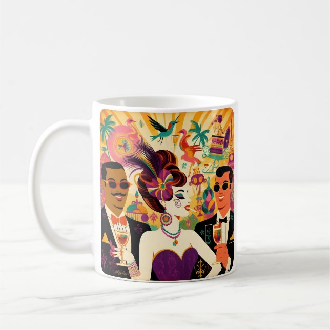 Mid Century Mardi Gras Cocktail Party Kaffemugg (Vänster)