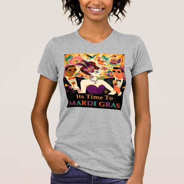 Mid Century Mardi Gras Cocktail Party T Shirt (Framsida)