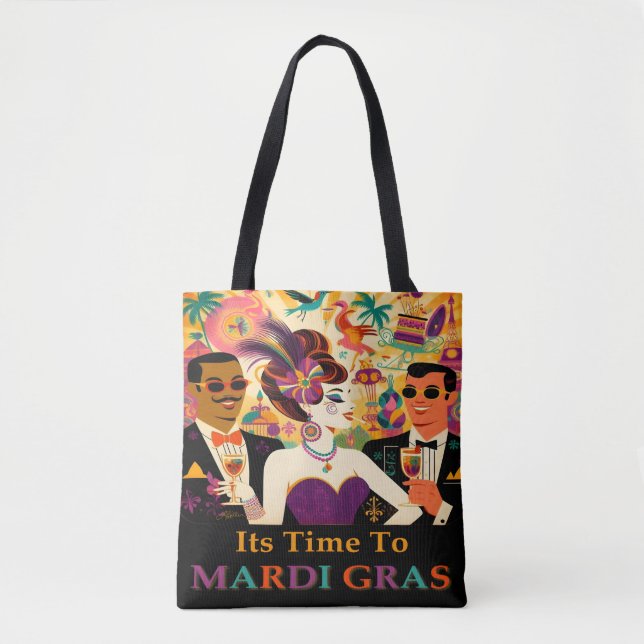Mid Century Mardi Gras Cocktail Party Tygkasse (Framsida)