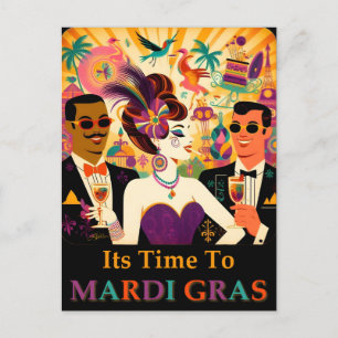 Mid Century Mardi Gras Cocktail Party Vykort