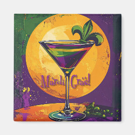 Mid Century Mardi Gras Solnedgång Fleur De Lis Mar Magnet