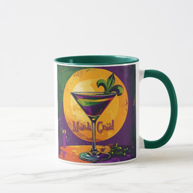 Mid Century Mardi Gras Solnedgång Fleur De Lis Mar Mugg (Höger)