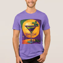 Mid Century Mardi Gras Solnedgång Fleur De Lis Mar