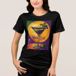 Mid Century Mardi Gras Solnedgång Fleur De Lis Mar T Shirt