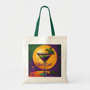 Mid Century Mardi Gras Solnedgång Fleur De Lis Mar Tygkasse
