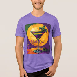 Mid Century Mardi Gras Sunset Fleur De Lis Martini T Shirt