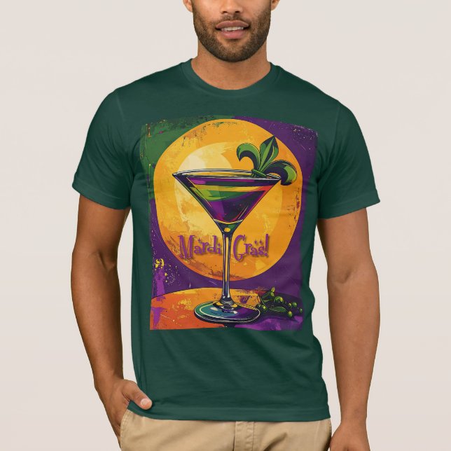 Mid Century Mardi Gras Sunset Fleur De Lis Martini T Shirt (Framsida)