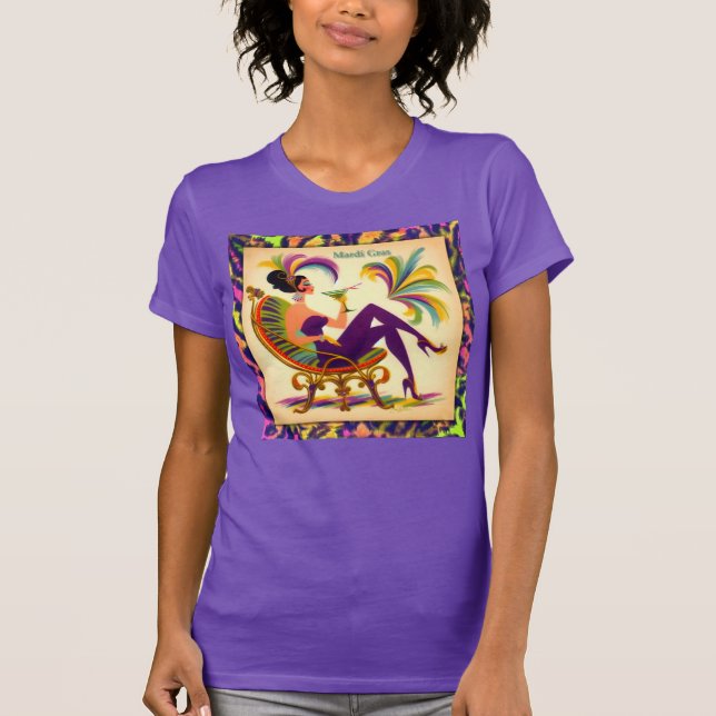 Mid Century Mardi Gras Woman med Martini T Shirt (Framsida)