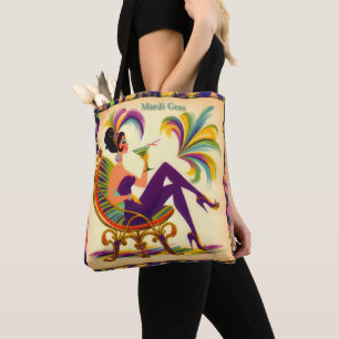 Mid Century Mardi Gras Woman med Martini Tygkasse