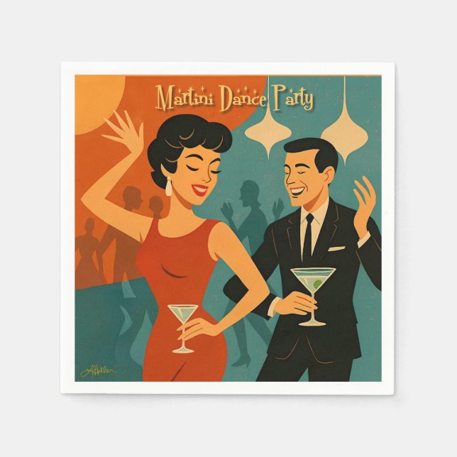 Mid Century Martini Dance Party Pappersservett (Framsidan)