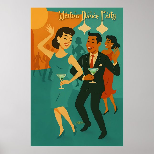 Mid Century Martini Dance Party Poster (Framsidan)