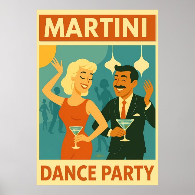 Mid Century Martini Dance Party Poster (Framsidan)