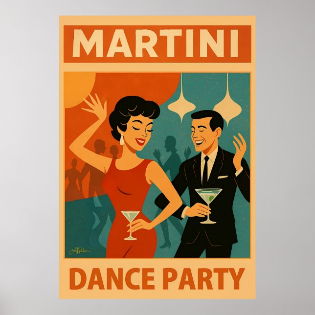 Mid Century Martini Dance Party Poster (Framsidan)