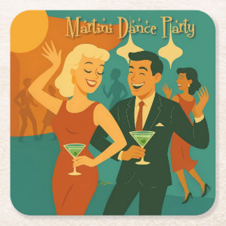 Mid Century Martini Dance Party Underlägg Papper Kvadrat