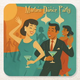 Mid Century Martini Dance Party Underlägg Papper Kvadrat