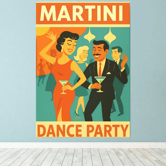 Mid Century Martini Dansfest Canvastryck (Insitu (trägolv))