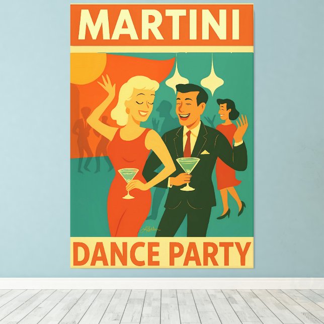 Mid Century Martini Dansfest Canvastryck (Insitu (trägolv))