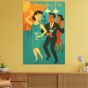 Mid Century Martini Dansfest Canvastryck