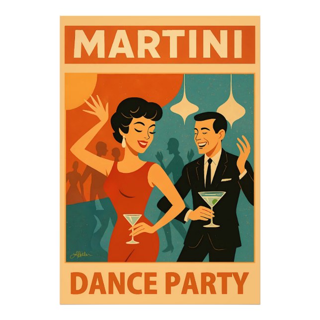 Mid Century Martini Dansfest Fototryck (Framsidan)