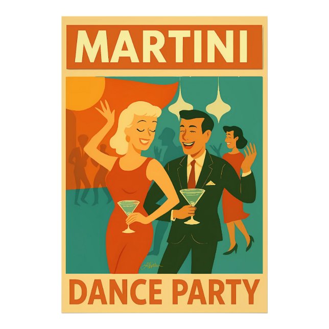 Mid Century Martini Dansfest Fototryck (Framsidan)
