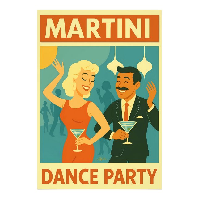 Mid Century Martini Dansfest Fototryck (Framsidan)
