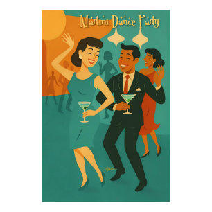 Mid Century Martini Dansfest Fototryck