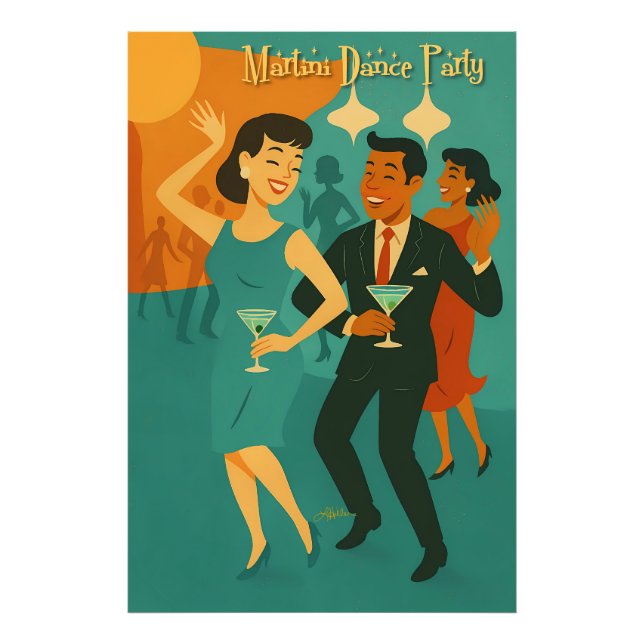 Mid Century Martini Dansfest Fototryck (Framsidan)
