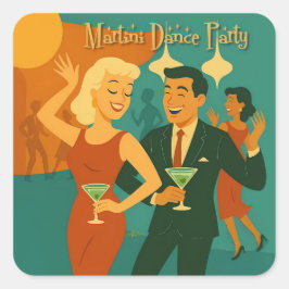 Mid Century Martini Dansfest Fyrkantigt Klistermärke