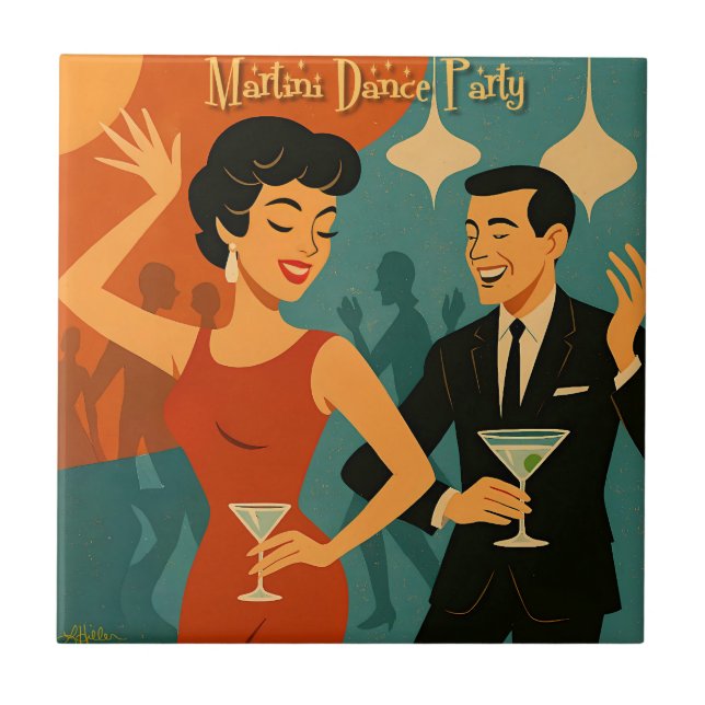 Mid Century Martini Dansfest Kakelplatta (Framsidan)
