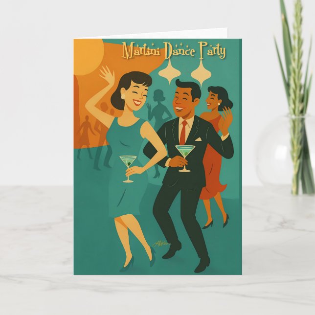 Mid Century Martini Dansfest Kort (Framsida)