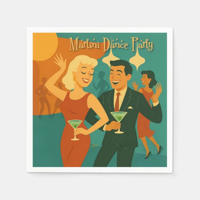 Mid Century Martini Dansfest Pappersservett (Framsidan)