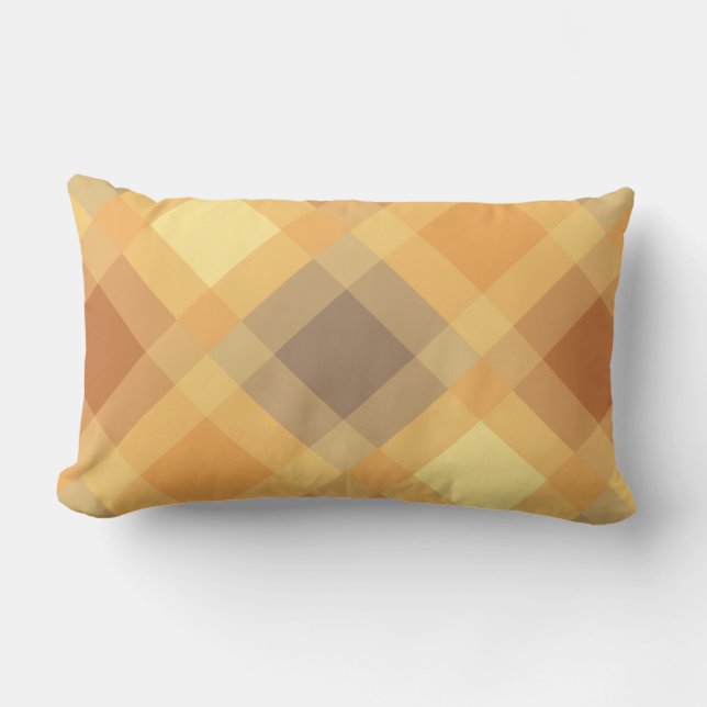 Mid-Century mega plaid - Earth neutralts Lumbarkudde (Framsida)