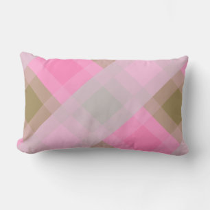 Mid-Century mega plaid - grått / grått, rosa, tan Lumbarkudde