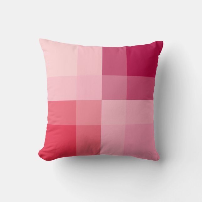 Mid-Century mega plaid - rosa och vin Kudde (Framsida)