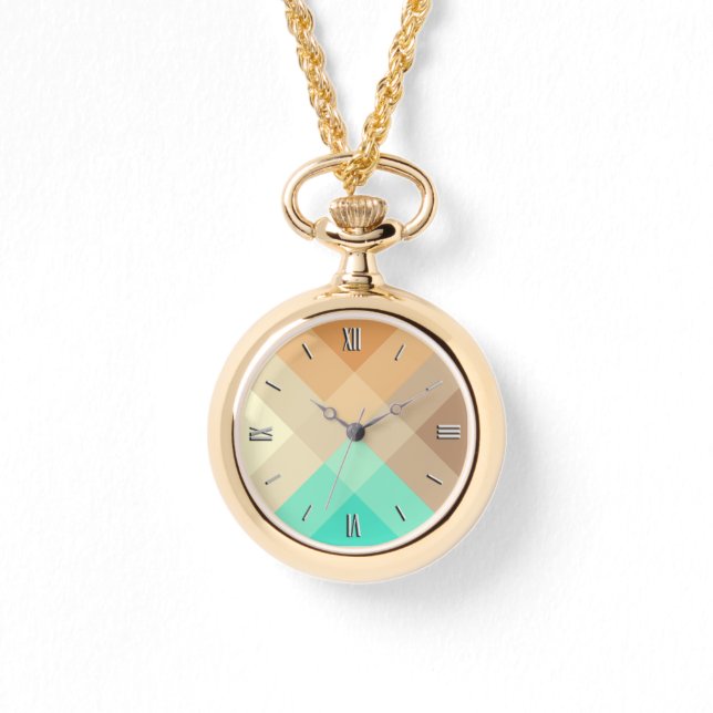 Mid-Century mega plaid - tan & turkos Armbandsur (Framsida)