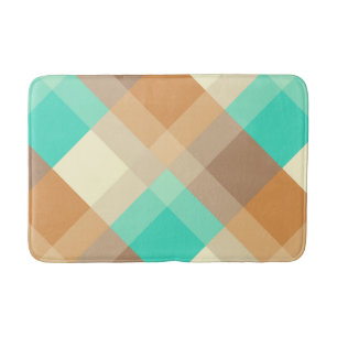 Mid-Century mega plaid - tan & turkos Badrumsmatta
