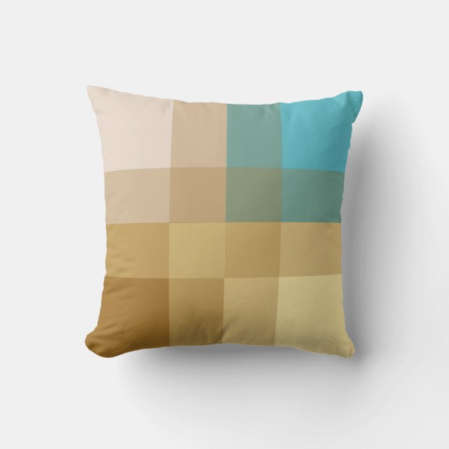 Mid-Century mega plaid - tan & turkos Kudde (Framsida)