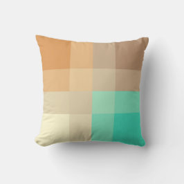 Mid-Century mega plaid - tan & turkos Kudde