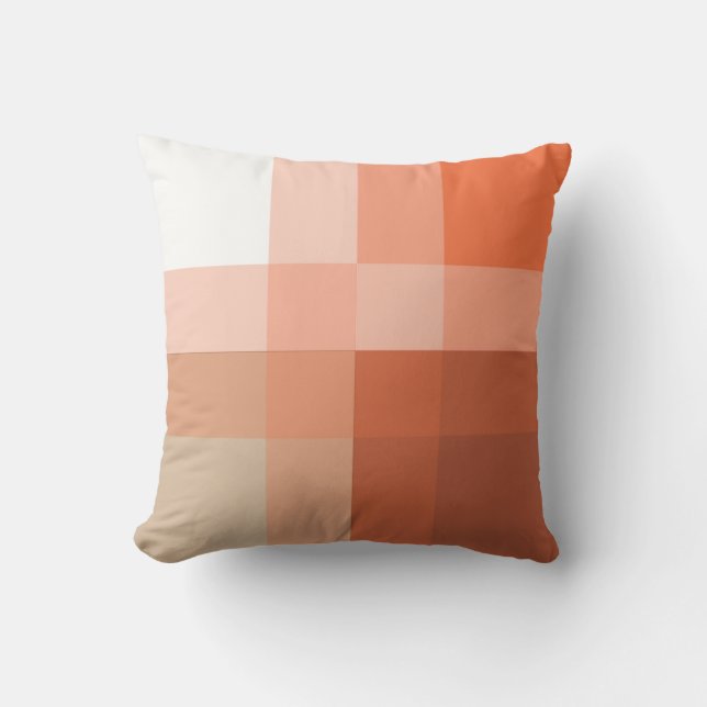 Mid-Century mega plaid - taupe och koral Kudde (Framsida)