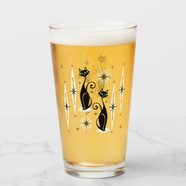 Mid Century Meow Retro Atom Katter ©studioxtine Glaskopp (Framsida fylld)