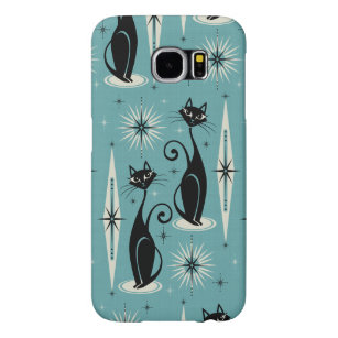 Mid Century Meow Retro Atomic Cats on Blue Galaxy S5 Fodral