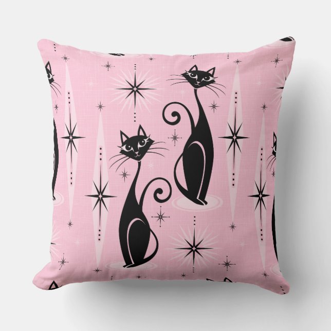 Mid Century Meow Retro Atomic Cats on Coola Rosa Kudde (Framsida)