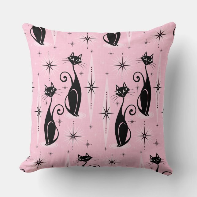 Mid Century Meow Retro Atomic Cats on Coola Rosa Kudde (Framsida)