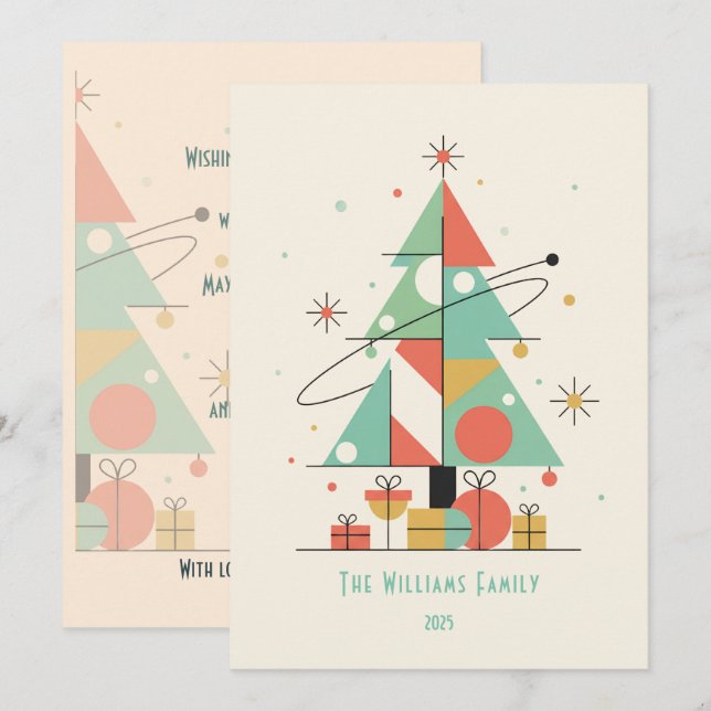 Mid-Century Merry Christmas  Julkort (Fram/baksida)