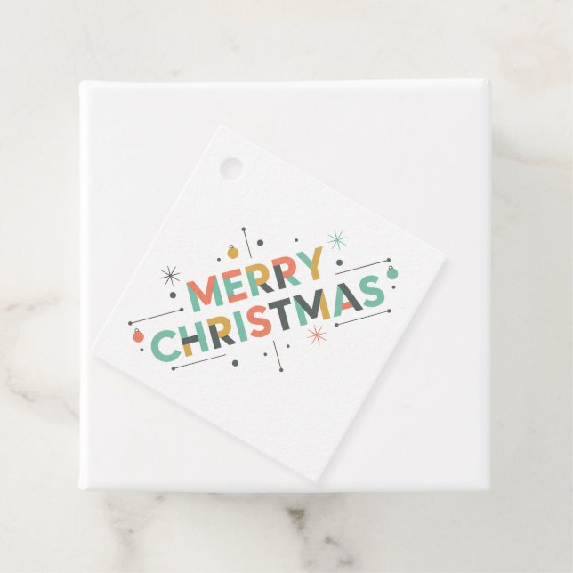 Mid-Century Merry Christmas – Retro Style Gåvor Etiketter (På plats)