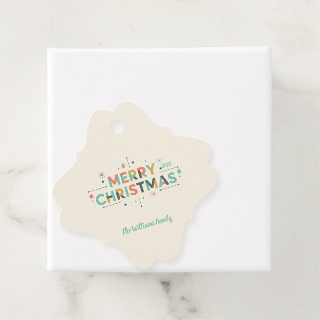 Mid-Century Merry Christmas – Retro Style Gåvor Etiketter (På plats)