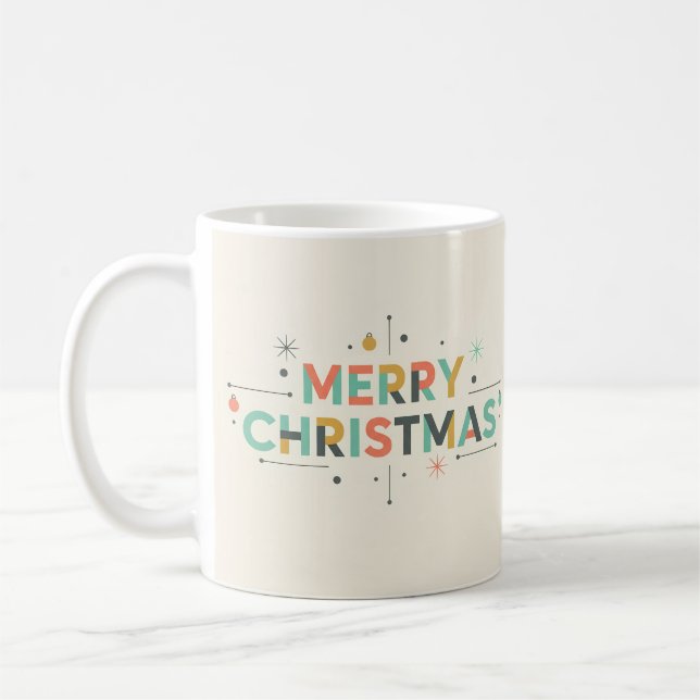 Mid-Century Merry Christmas – Retro Style Kaffemugg (Vänster)