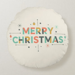 Mid-Century Merry Christmas – Retro Style Rund Kudde