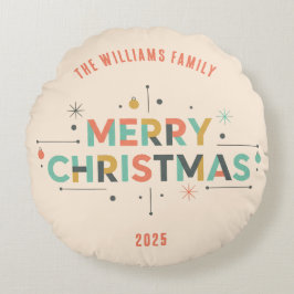 Mid-Century Merry Christmas – Retro Style Rund Kudde