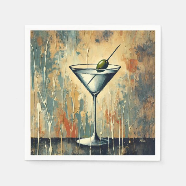 Mid Century Mixed Media Martini Art Pappersservett (Framsidan)